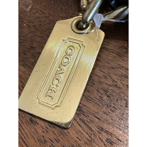 Coach Leather Keychain Brass lanyard wristlet Small Tag Wrist Strap green blue - Picture 9 of 9